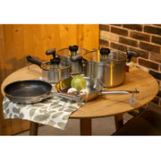 Комплект Aron 2 броя тенджери и Касерола с капак, 2 бр. тигани без капак Pro X 24 см и Dura Max 24 см CS Solingen CrNi 18/10