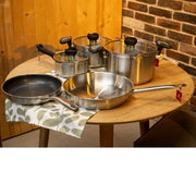 Комплект Aron 2 броя тенджери и Касерола с капак, 2 бр. тигани без капак Pro X 28 см и Dura Max 24 см  CS Solingen CrNi 18/10