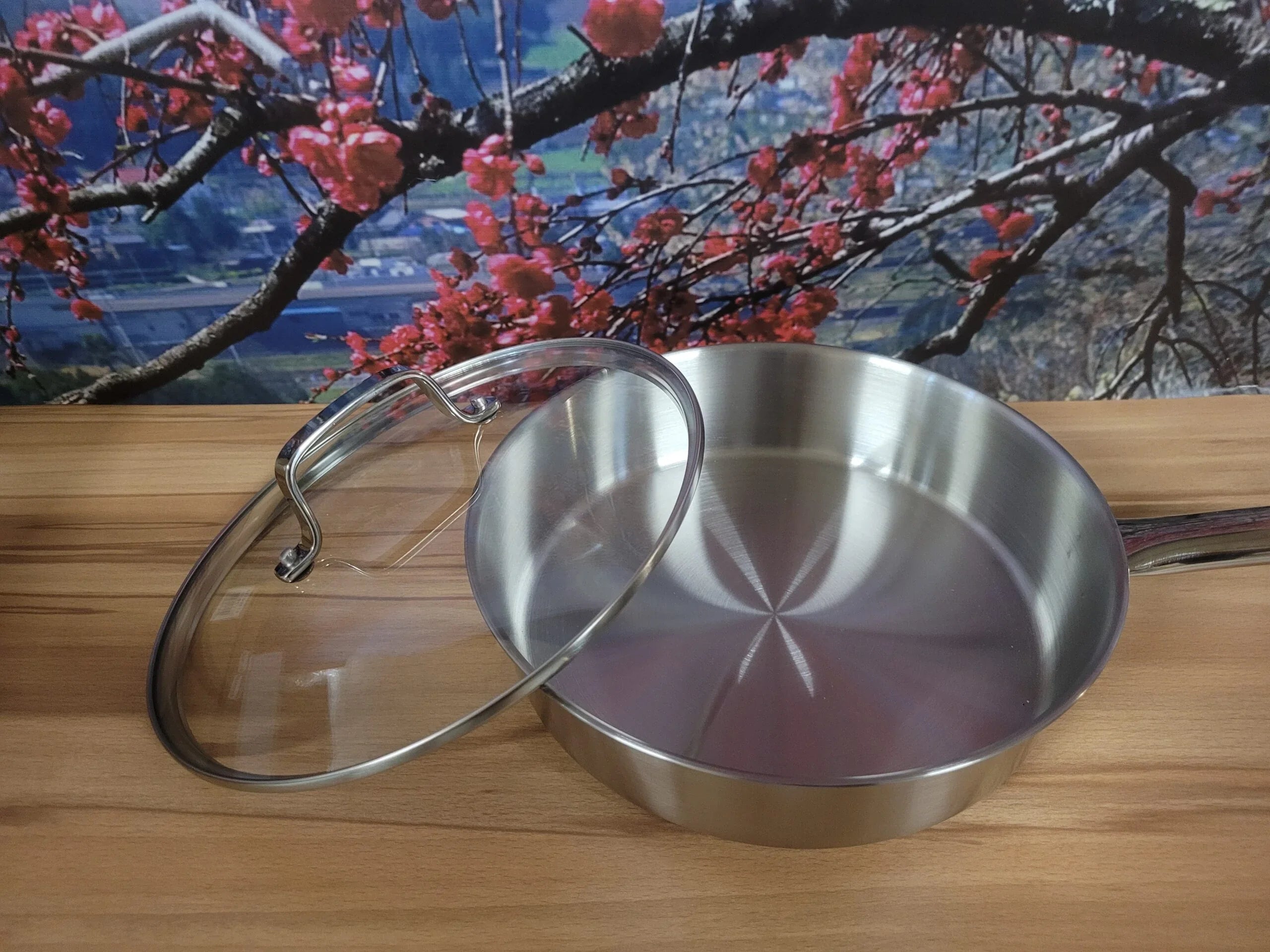 Тиган със стъклен капак Guzzini D 24 cm неръждаема CrNi 18/10 стомана, вместимост 2,5 литра