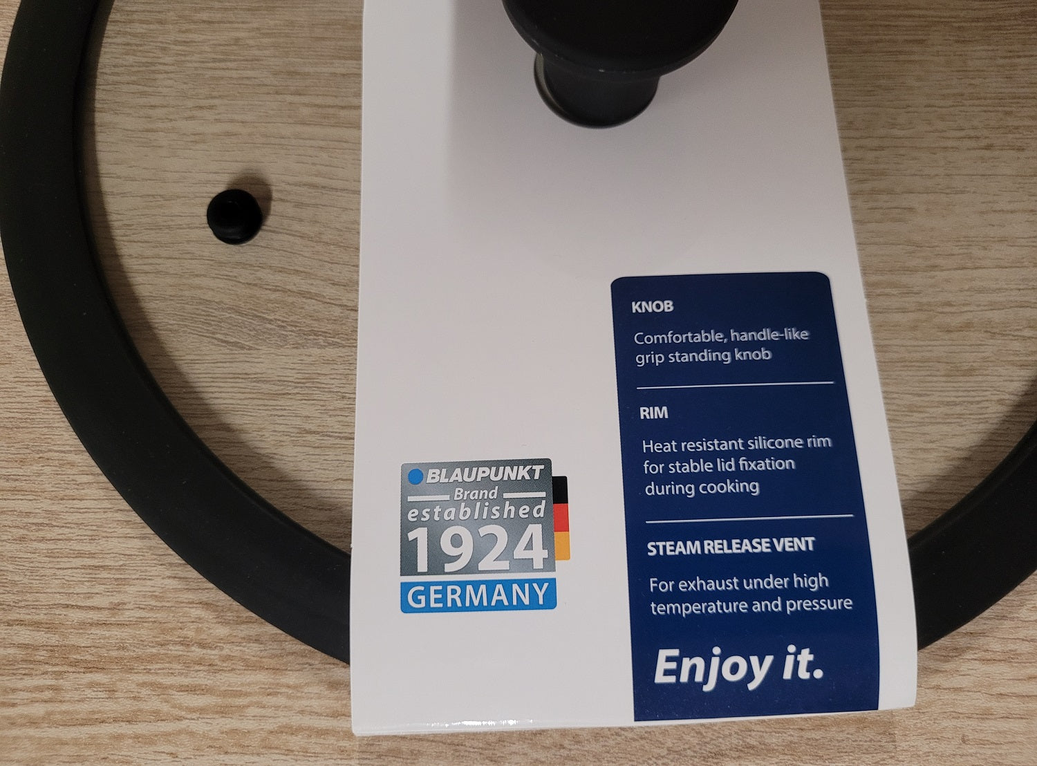 Стъклен капак Blaupunkt Ø24 cm с черен силиконов ринг