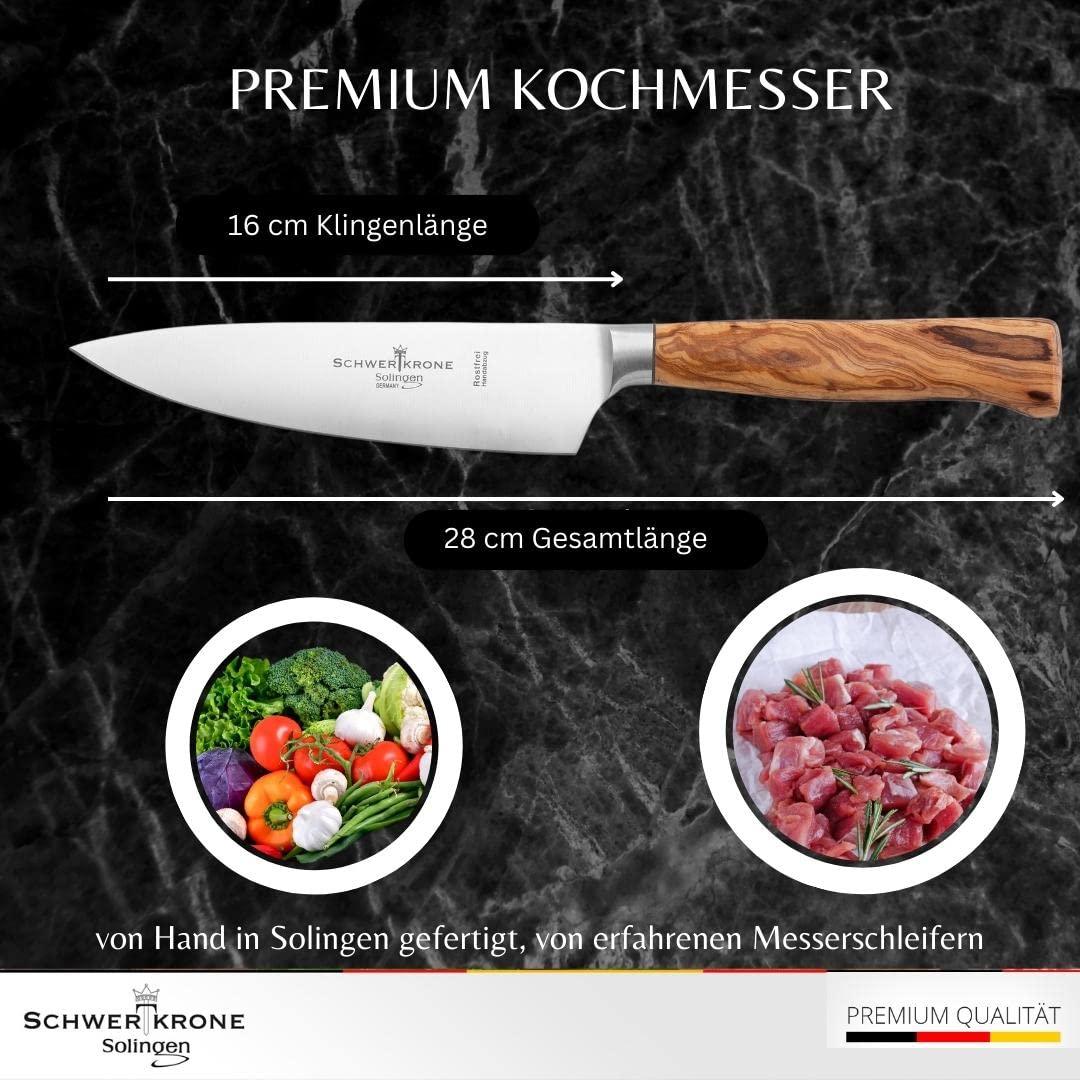 Нож шеф на готвача Schwerkrone Solingen,16 см с маслинова дръжка