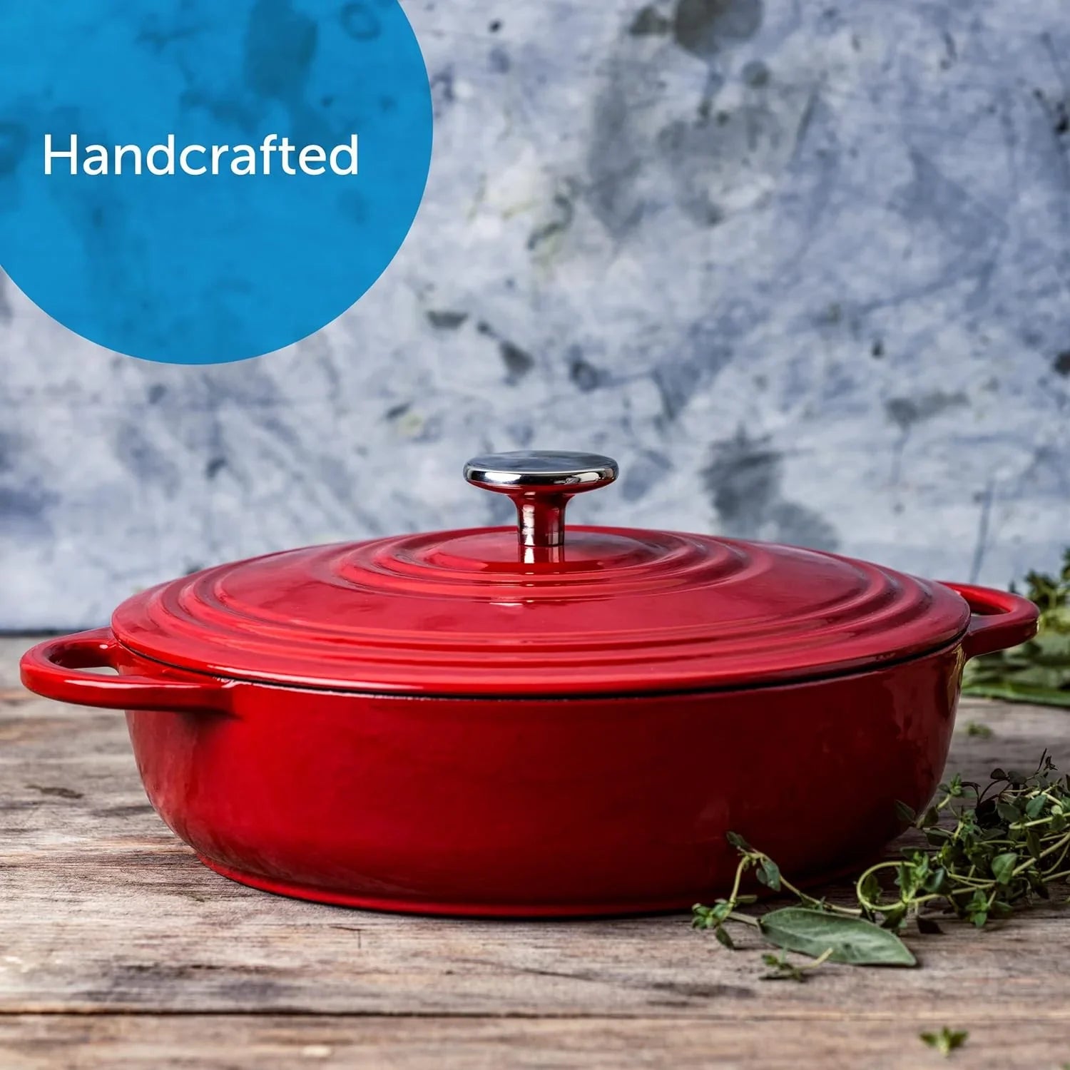 Чугунена емайлирана тенджера Bourgogne 28 см 4 литра Chilli Red
