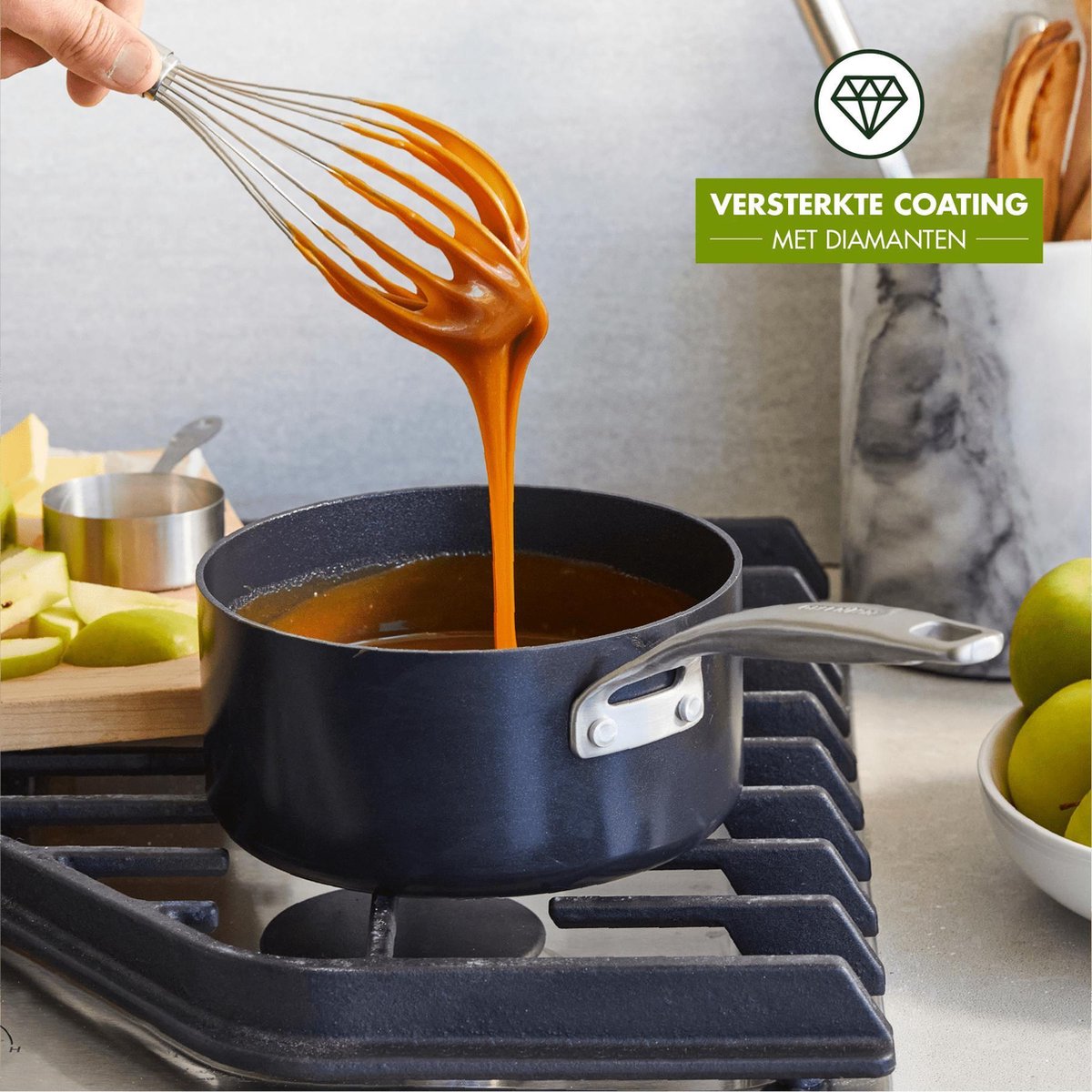 Касерола GreenPan Copenhagen D 16 cm 1,6 L керамично покритие Thermolon с диамантени кристали