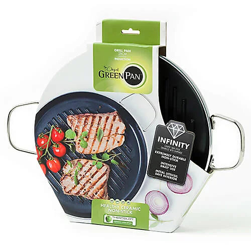 Грил тиган Green Pan Essentials D 28 cm, незалепващо покритие с диамантени кристали Thermolon