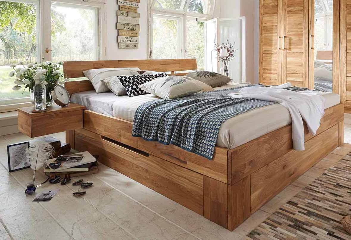 Спалня  с чекмеджета Zenna от масив дъб 180 x 200 cm