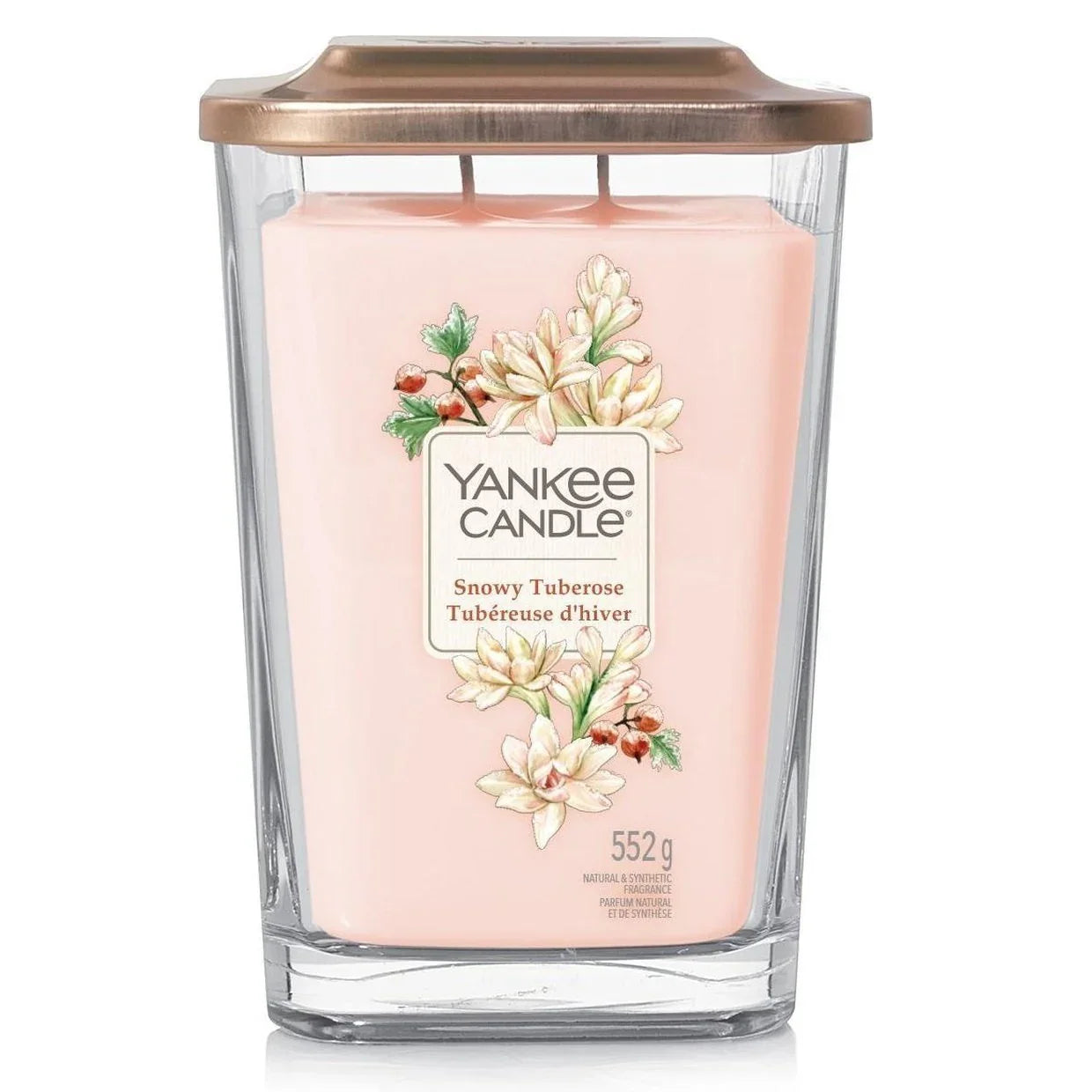 Ароматна свещ в стъклен съд Yankee Snowy Tuberose Elevation Large с два фитила