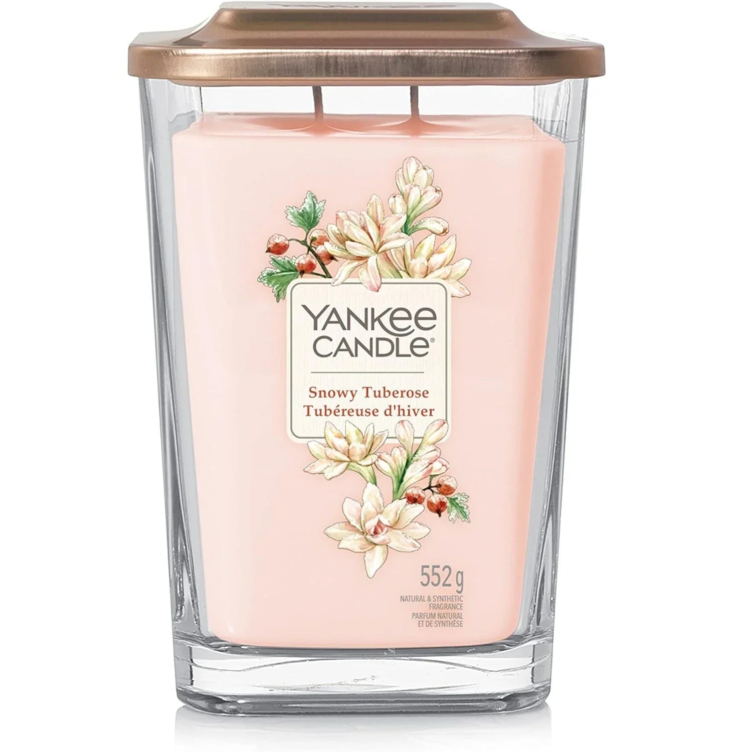Ароматна свещ в стъклен съд Yankee Snowy Tuberose Elevation Large с два фитила