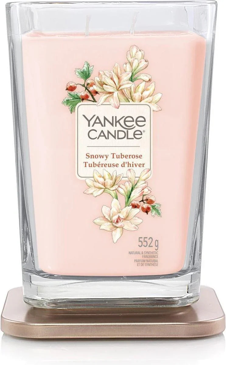 Ароматна свещ в стъклен съд Yankee Snowy Tuberose Elevation Large с два фитила