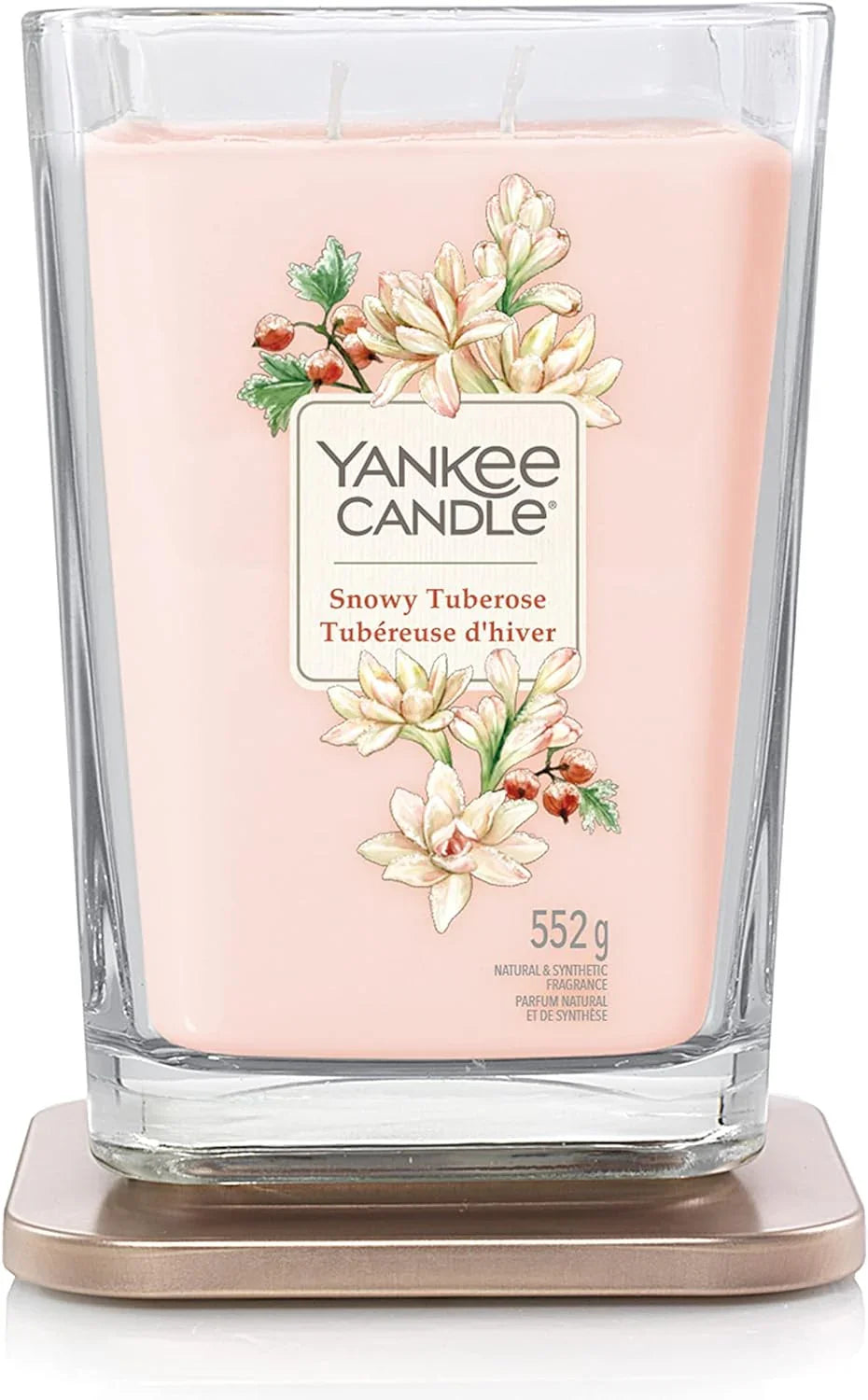Ароматна свещ в стъклен съд Yankee Snowy Tuberose Elevation Large с два фитила