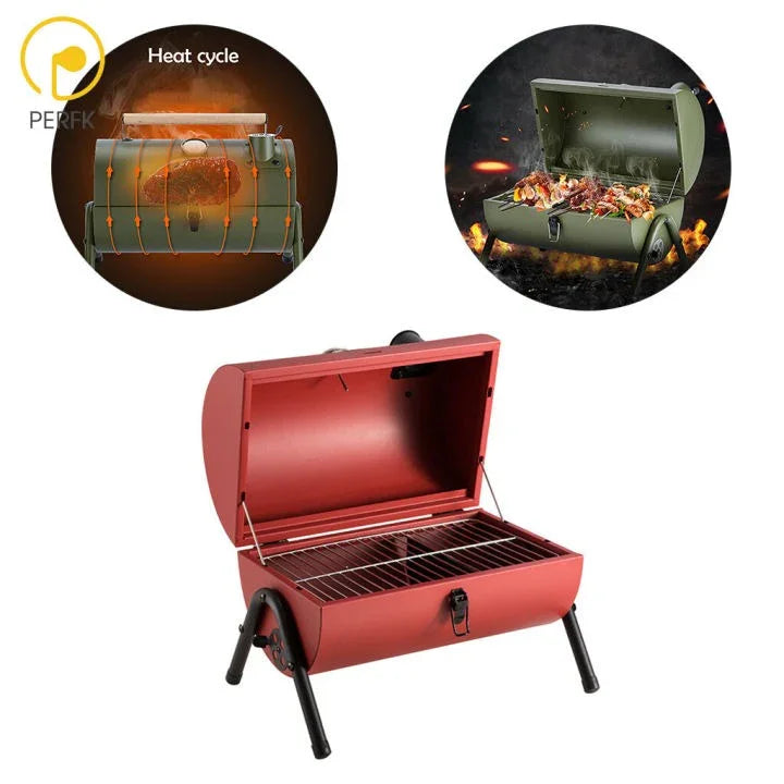 Барбекю опушвач на дървени въглища с термометър BBQ Gusta червен