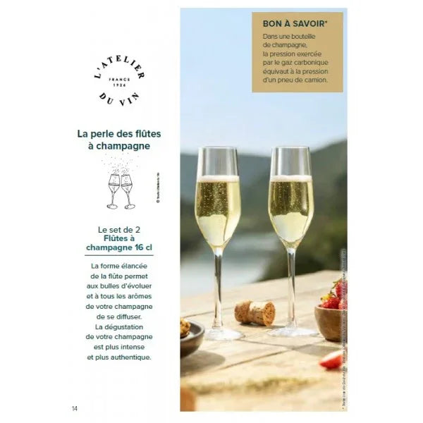 Комплект 2 чаши за шампанско 160 мл L'Atelier du Vin France