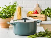 Тенджера със стъклен капак Green Pan Smokey blue D 20 cm D 24 cm керамично покритие с диамантени кристали, индукция