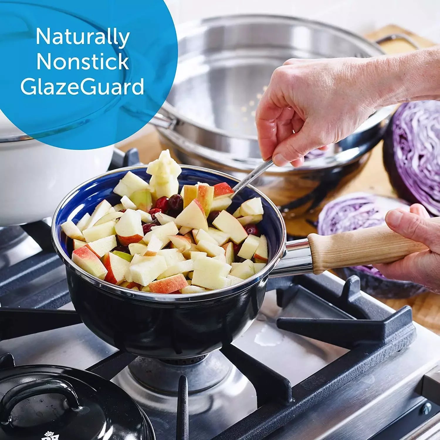 Касерола с капак ВК натурално покритие GlazeGuard D 16cm 1,5 L серия Indigo,черна