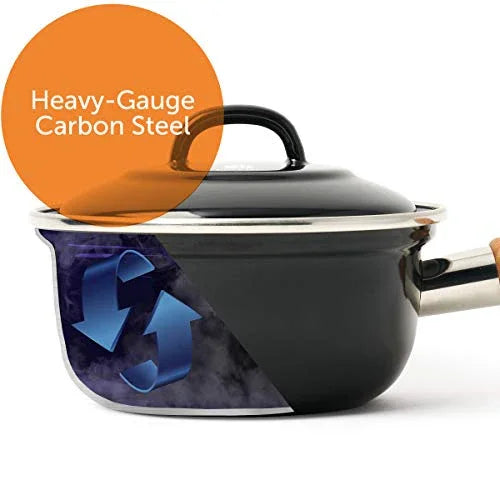 Касерола с капак ВК натурално покритие GlazeGuard D 16cm 1,5 L серия Indigo,черна