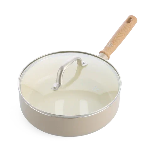 Тиган  стъклен капак Green Chef Nordics D 24 cm, Керамично незалепващо покритие с диамантени кристали Thermolon