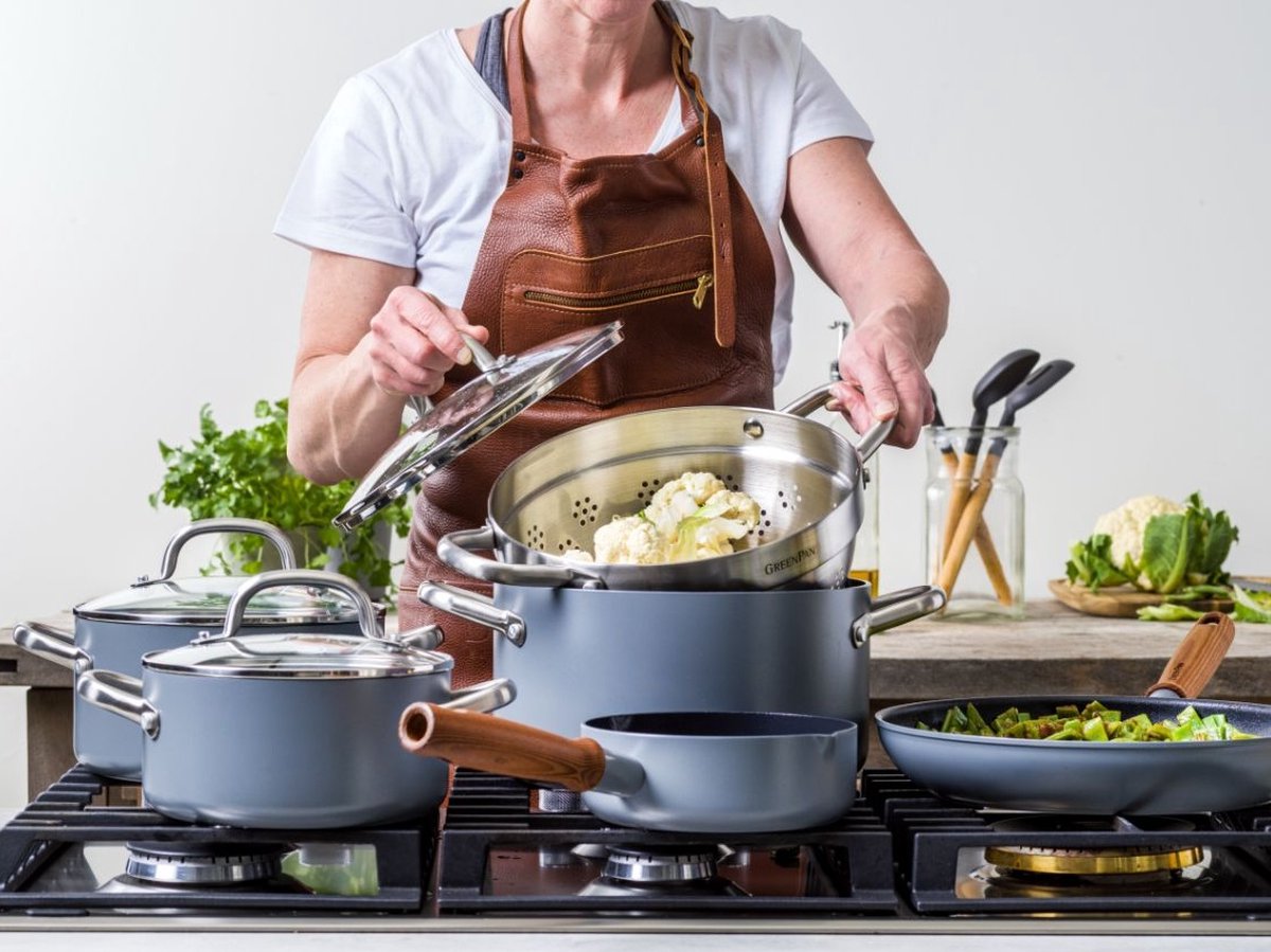 Комплект съдове за готвене GreenPan Mayflower Pro 13 части, керамично покритие с диамантени кристали Thermolon