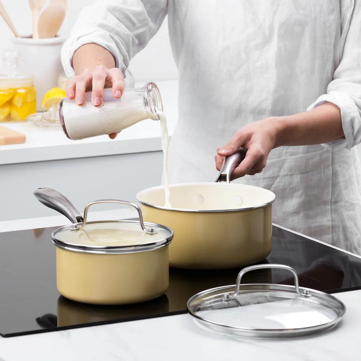 Комплект съдове за готвене 12 части Green Life Green Pan керамично покритие с диамантени кристали