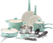 Комплект съдове за готвене 15 части Green Pan Life Soft Grip незалепващо покритие с диамантени кристали Thermolon