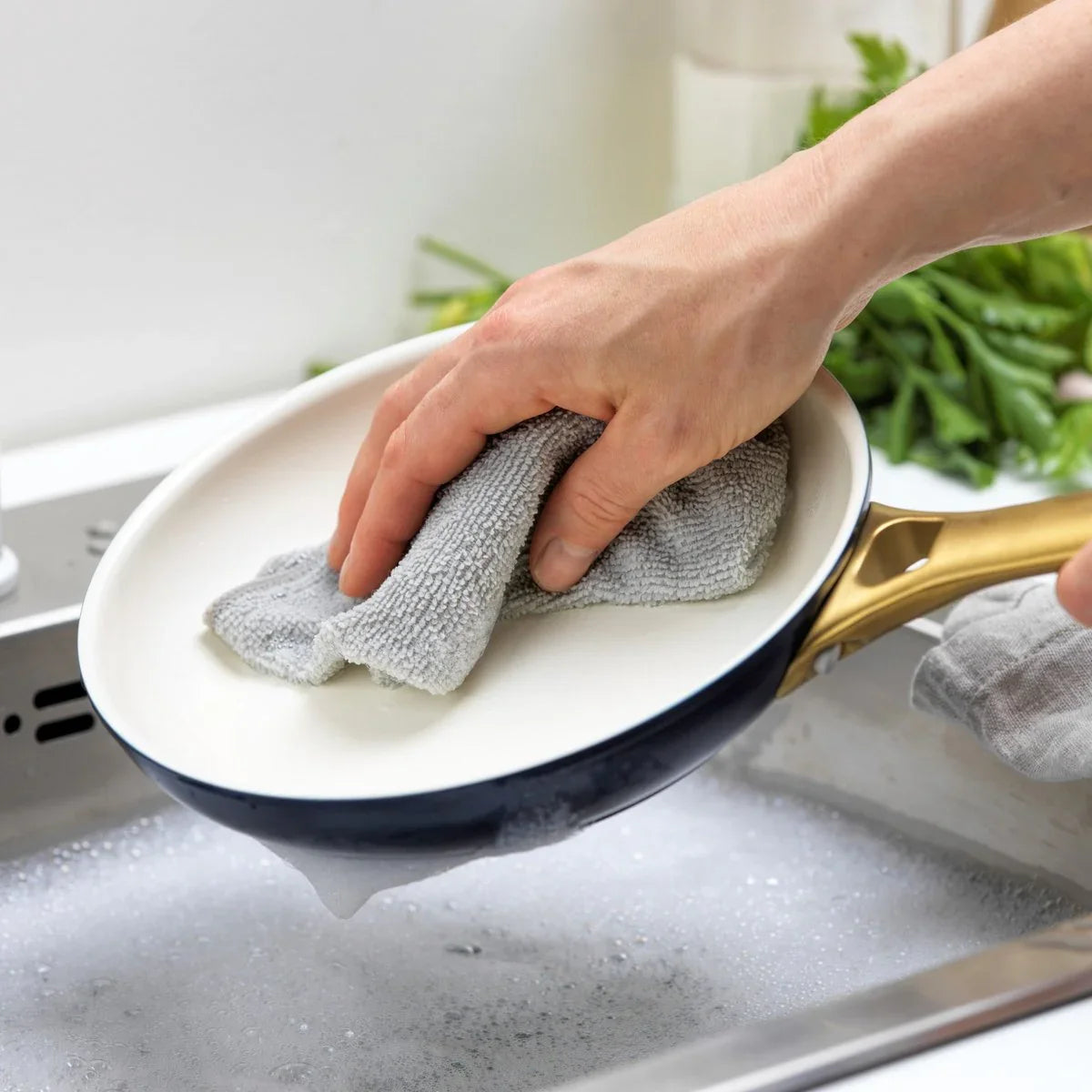 Комплект съдове за готвене Greenpan Padova Cream  Blue 10 части , Kерамично незалепващо покритие с диамантени кристали Thermolon