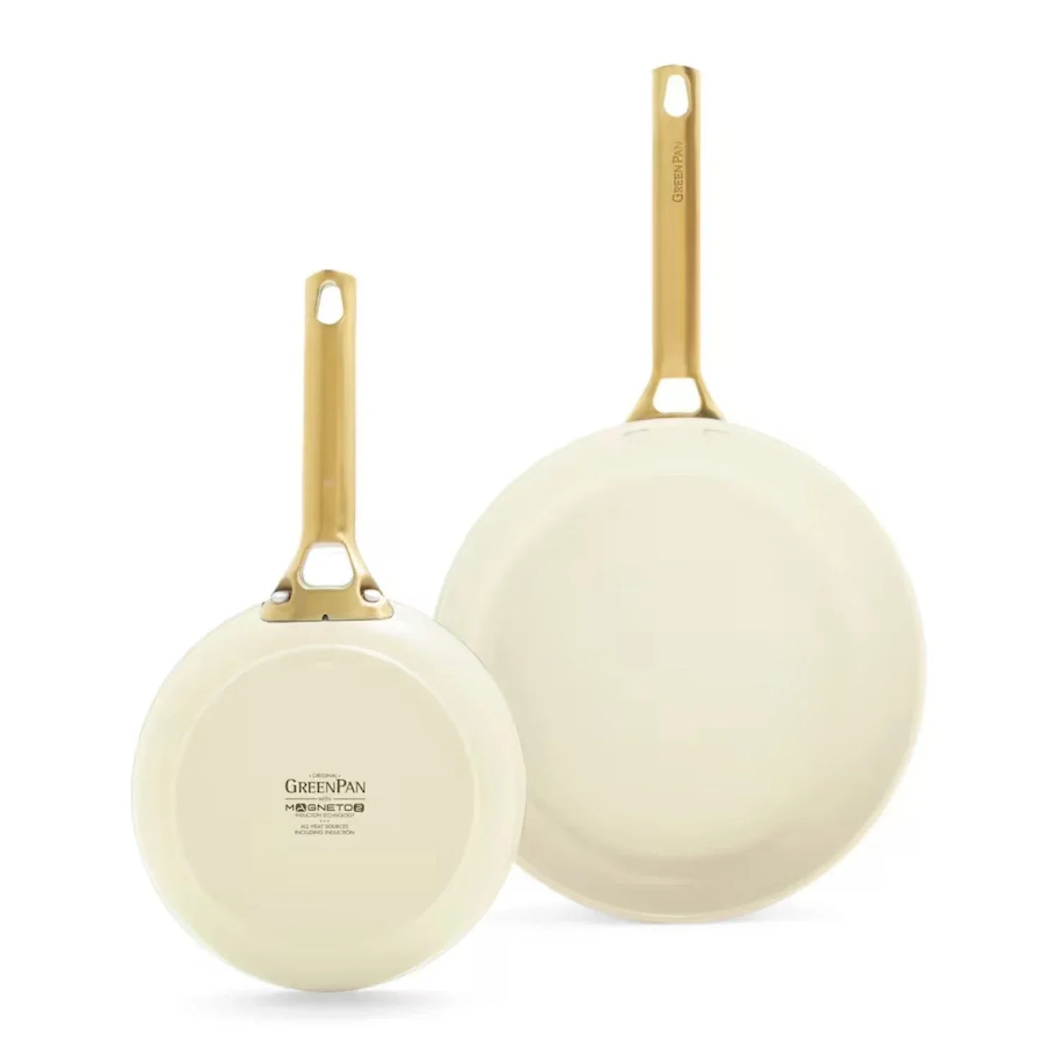 Комплект 2 броя тигани D 20 cm D 26 cm Green Pan Padova Oxford White, Керамично покритие с диамантени кристали Thermolon