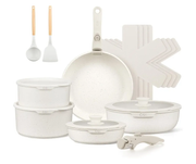 Комплект съдове за готвене CSK CS Solingen  17 части, подвижни дръжки, цвят крем, индукция