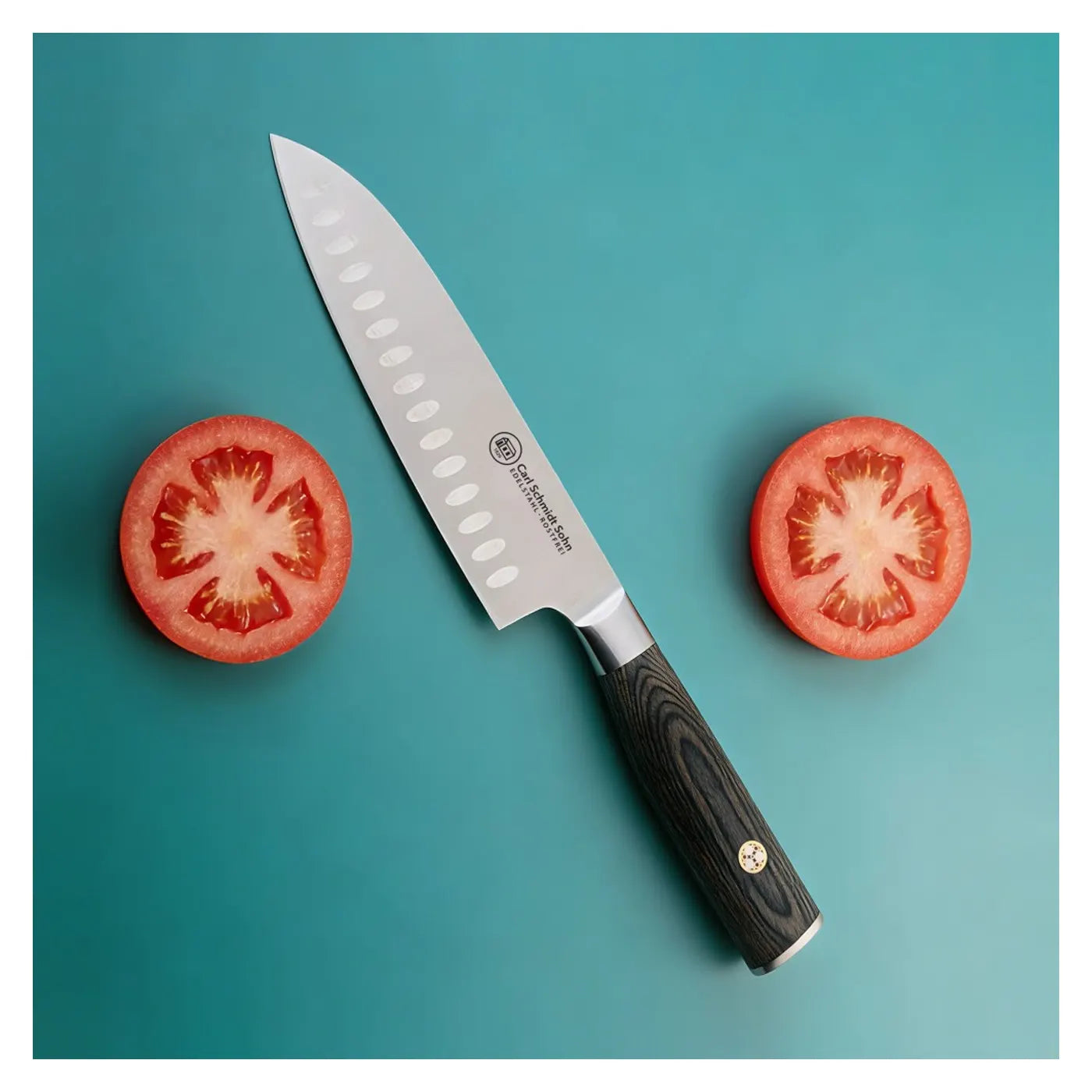 Нож Santoku острие 18 см  Apex CS Solingen дръжка дърво Pakka