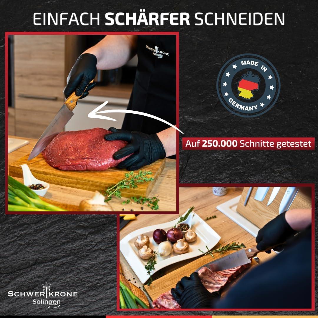 Нож на готвача Schwertkrone Solingen острие 20 см дръжка от маслинено дърво