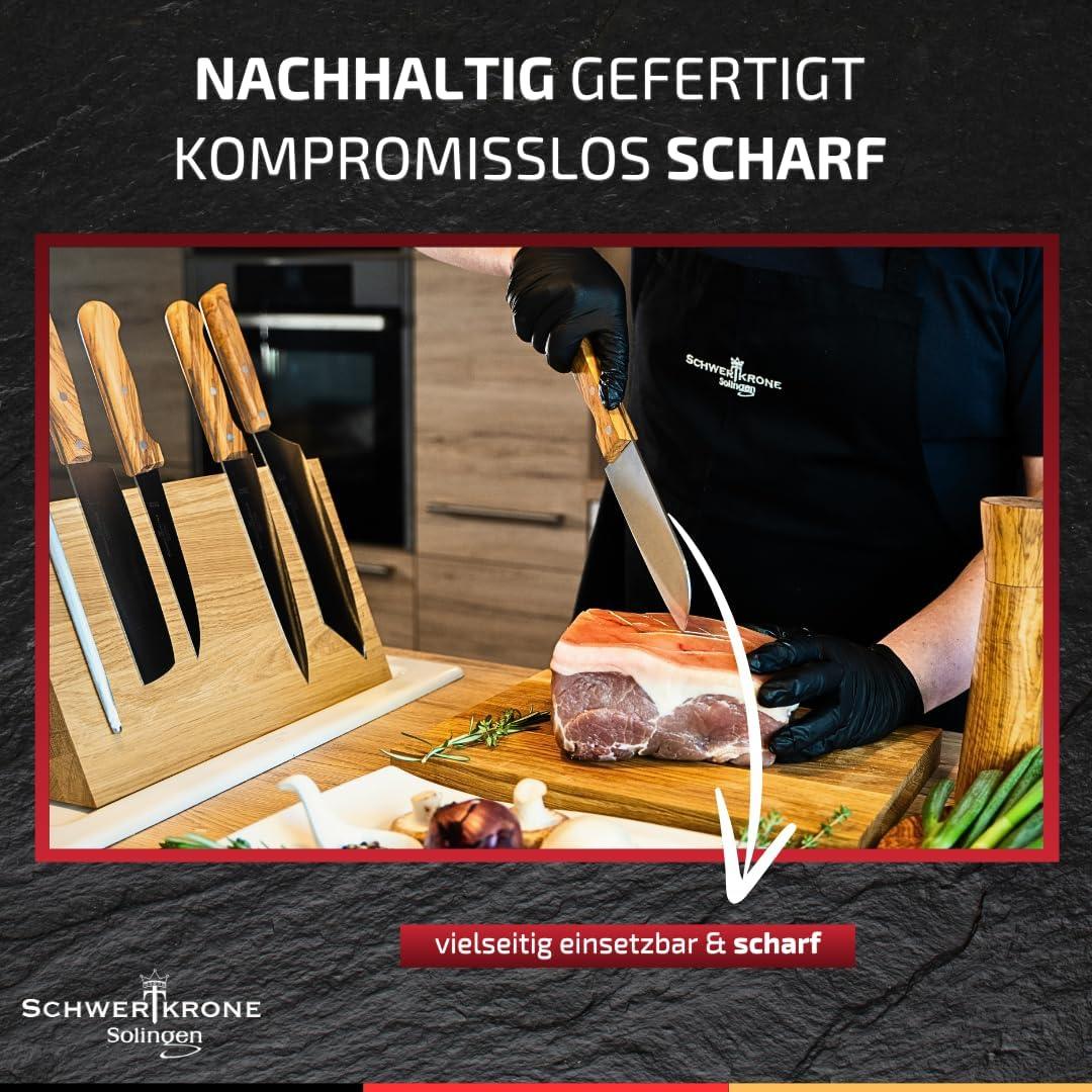 Сантоку нож Schwertkrone Solingen, дръжка маслинено дърво
