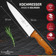 Нож за филетиране Schwertkrone Solingen острие 20 см дръжка черешево дърво