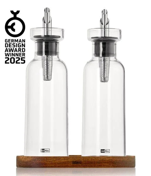 Комплект оливерници AdHoc BZ81  за олио или оцет AromaPour от стъкло с поставка, 300 мл