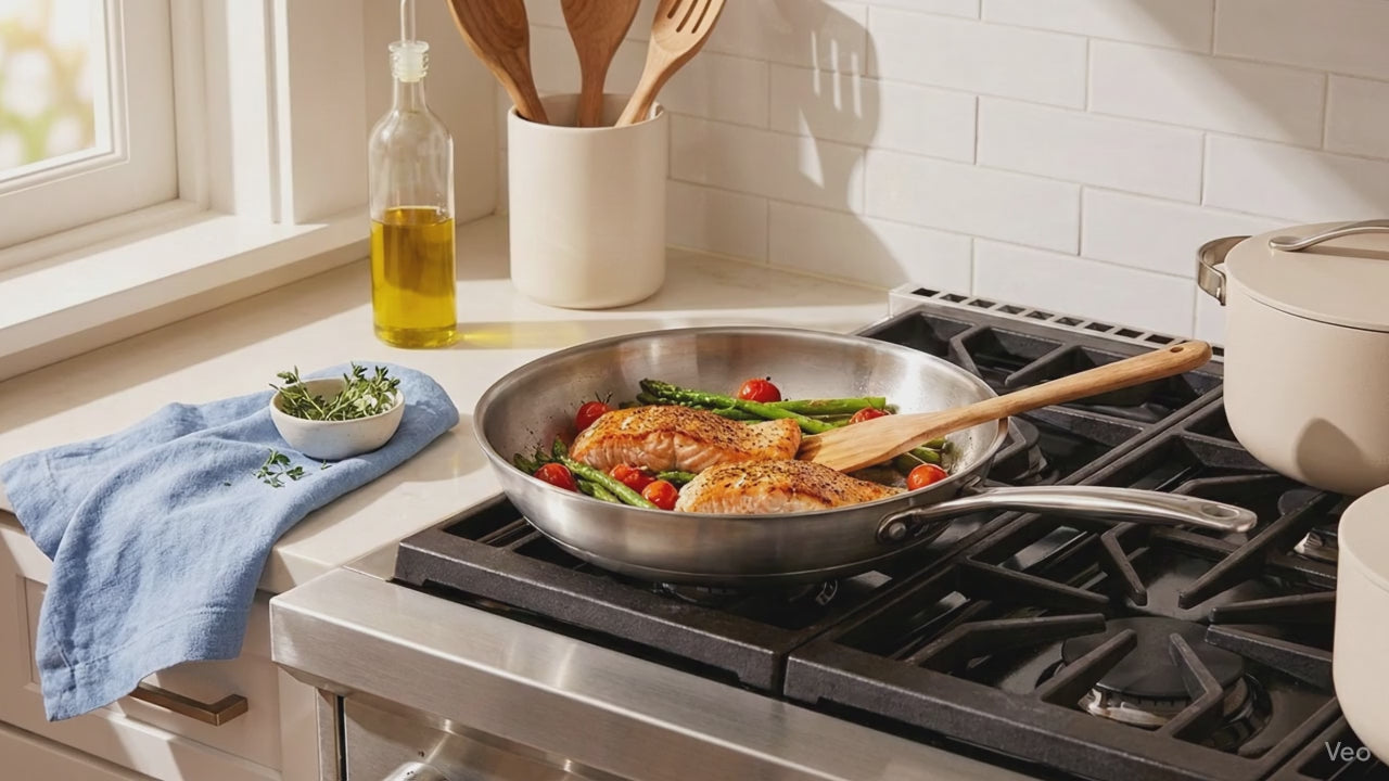 Зареждане на видео: Тиган от неръждаема стомана Pro-X Solingen