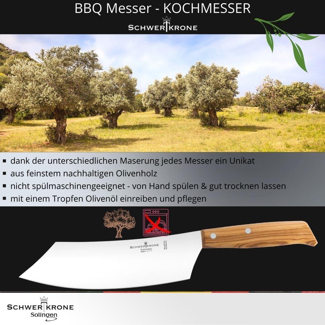 Нож за BBQ Schwertkrone Solingen острие 22 см дръжка маслинено дърво