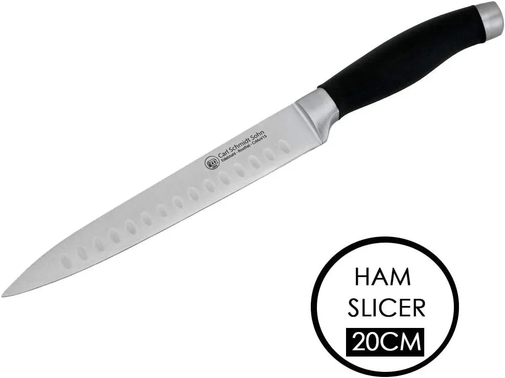 Комплект ножове на стойка серия Shikoku, точило за ножове Tromso Red и ножица Marl 23 cm CS Solingen