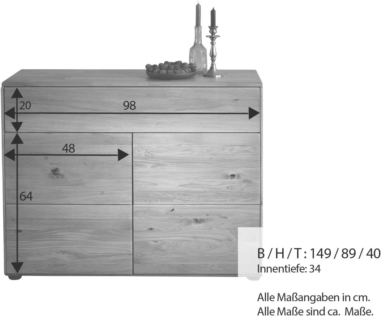 Комод дъб масив, KM Германия, 100х89х40 см
