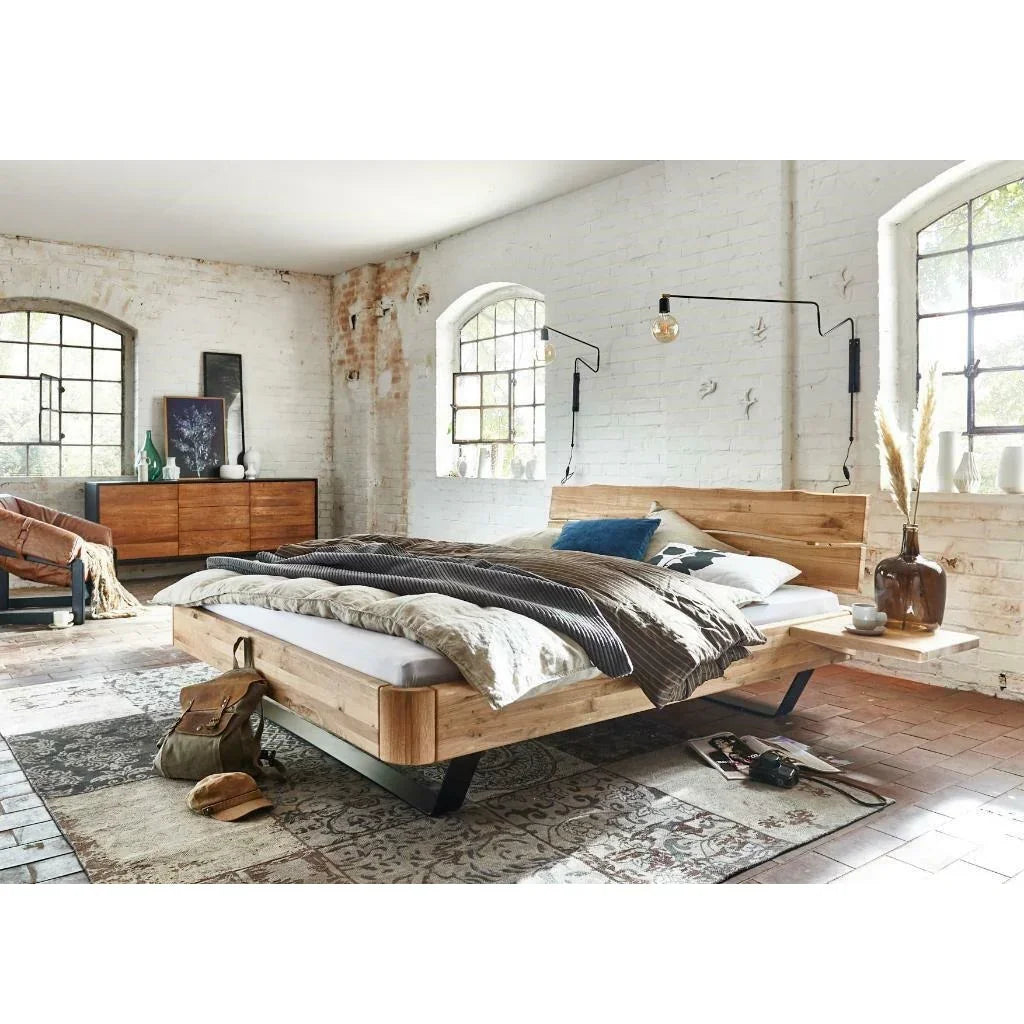 Спалня Modern Sleep  масив дъб,метални крака, тапицирана табла