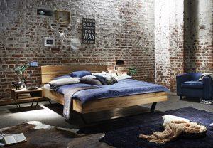 Спалня Modern Sleep  масив дъб,метални крака, тапицирана табла