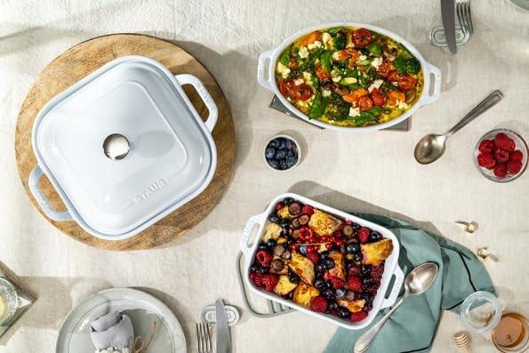 Тава за печене овална  Staub 29,5х21,5 см порцелан бежев 1,6 L