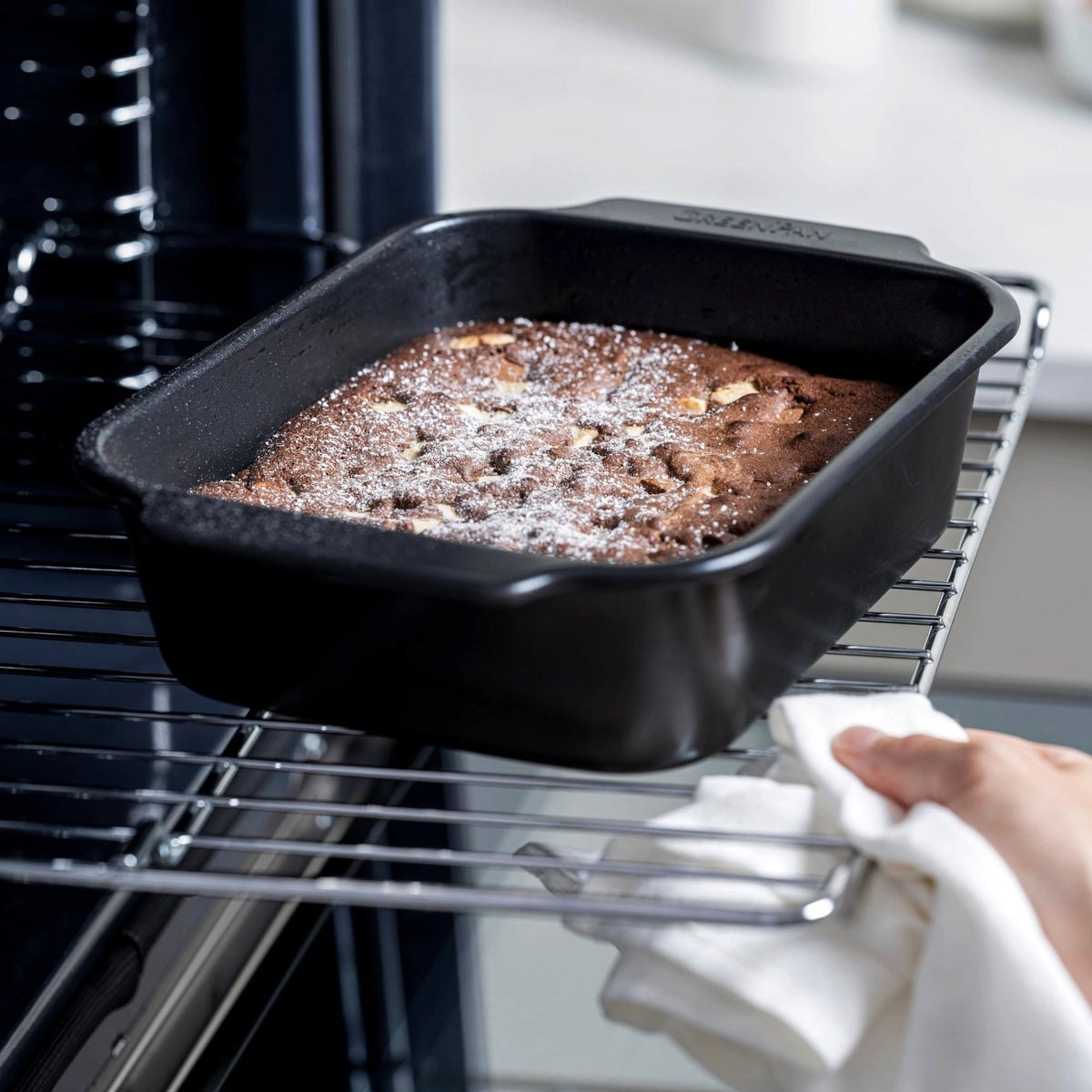 Тава за печене Bistro Green Pan 22,5x18,5 cm незалепващо покритие с диамантени кристали Thermolon
