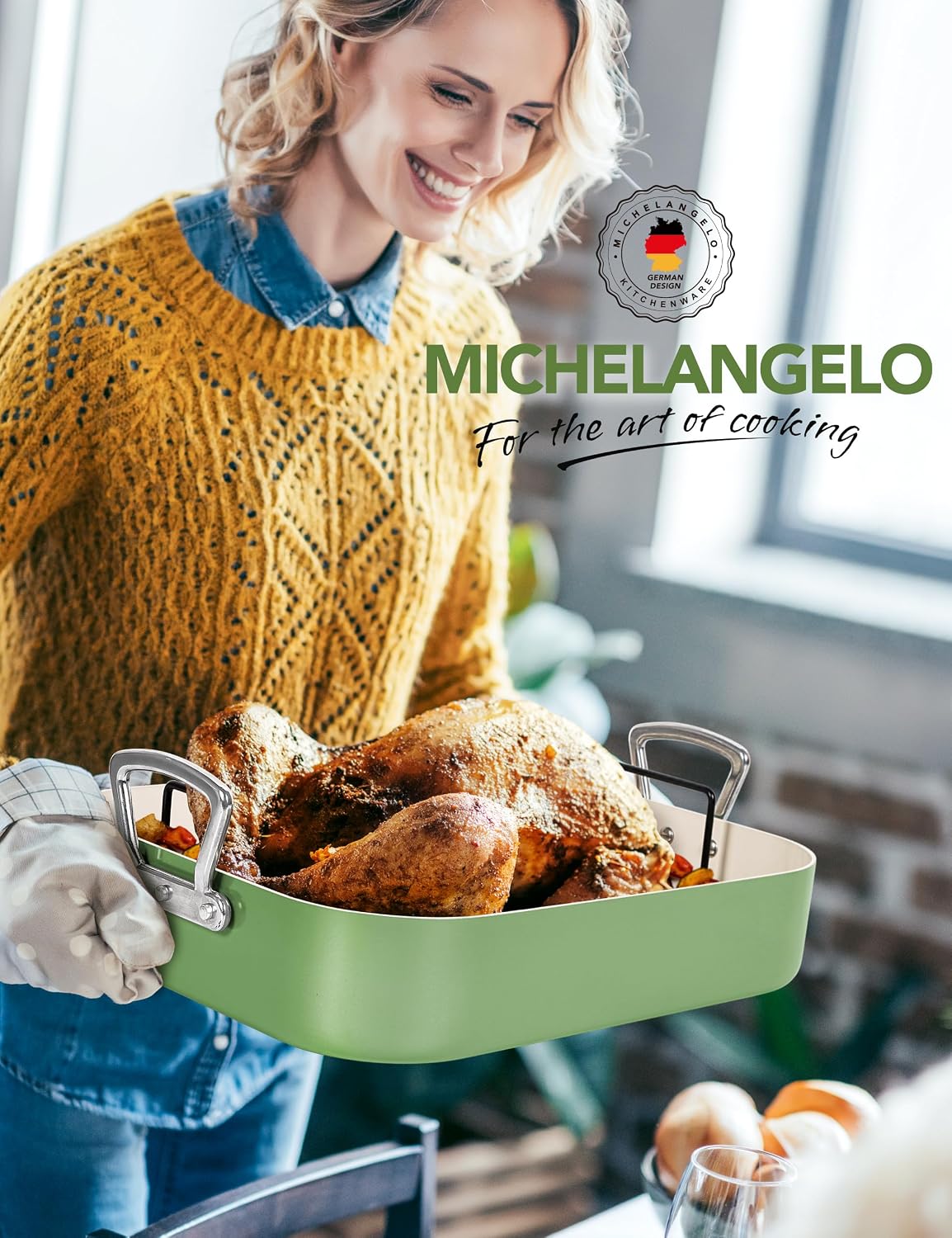 тава за печене Michelangelo CS Solingen керамично покритие 38х33х8 см