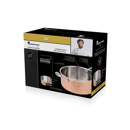 Тенджера Masterpro D 24 x 12 cm, 5,2 литра, Външен меден слой