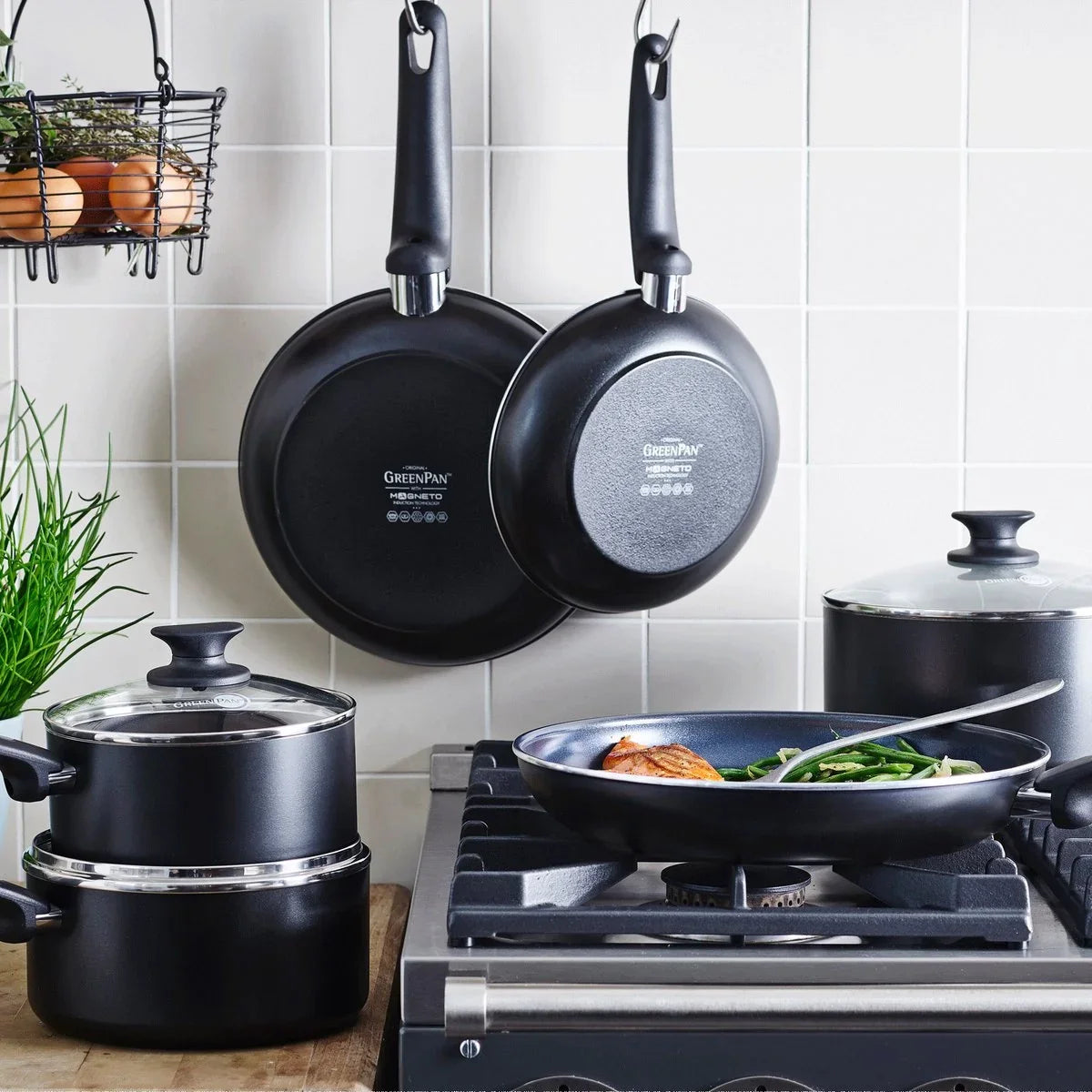 Тенджера стъклен капак  Green Pan Essence D 24 cm 4,9 L Керамично покритие с диамантени кристали Thermolon