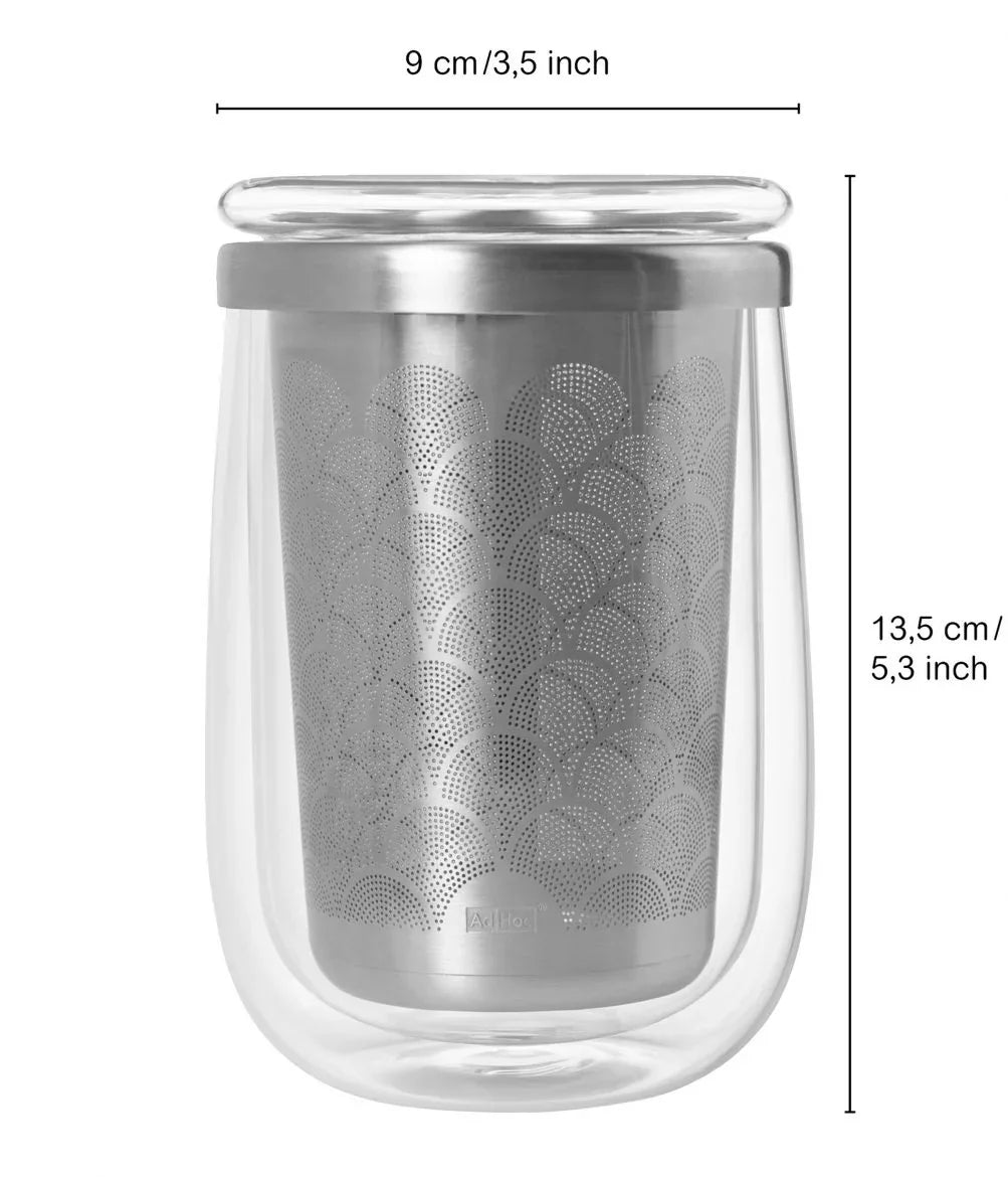 Термочаша с филтър за чай Fusion Glass, боросиликатно стъкло