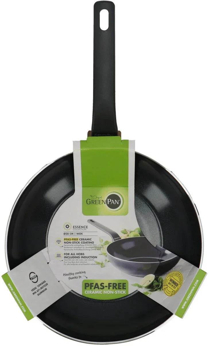 Тиган WOK Green Pan Essence D 28 cm керамично покритие Thermolon с диамантени кристали