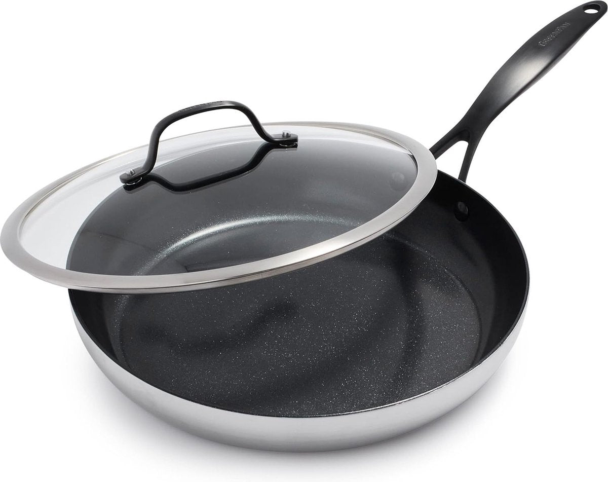 Тиган с капак GreenPan Venice Pro Noir D 30 cm  4,7 L, керамично покритие Thermolon с диамантени кристали