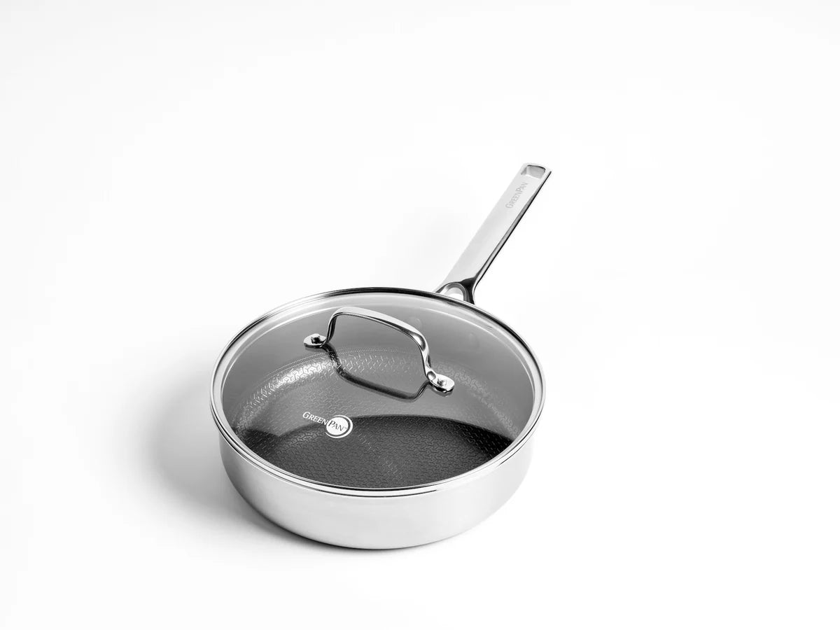 Тиган със стъклен капак Green Pan Apex D 24 cm PFAS free покритие Thermolon с диамантени кристали