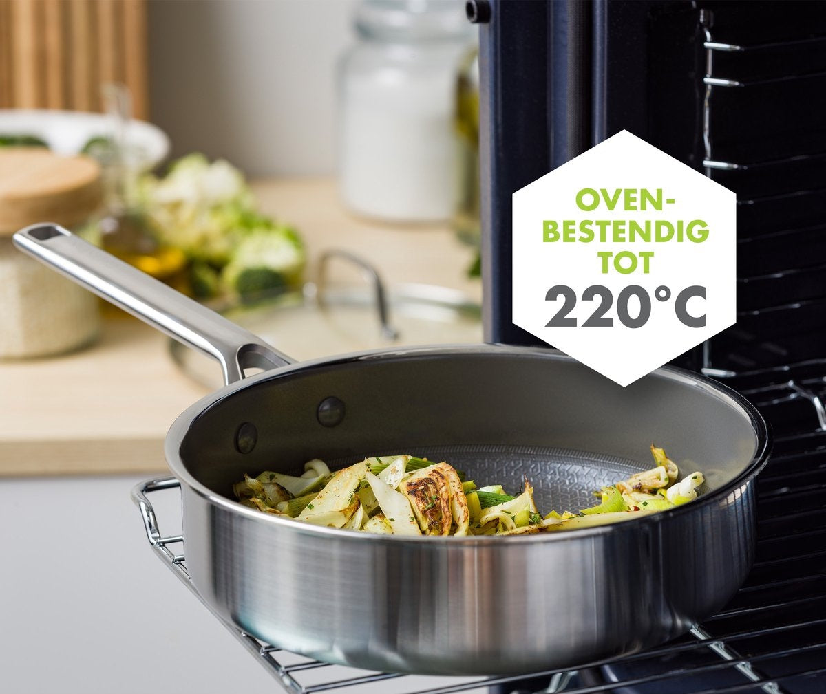 Тиган със стъклен капак Green Pan Apex D 24 cm PFAS free покритие Thermolon с диамантени кристали