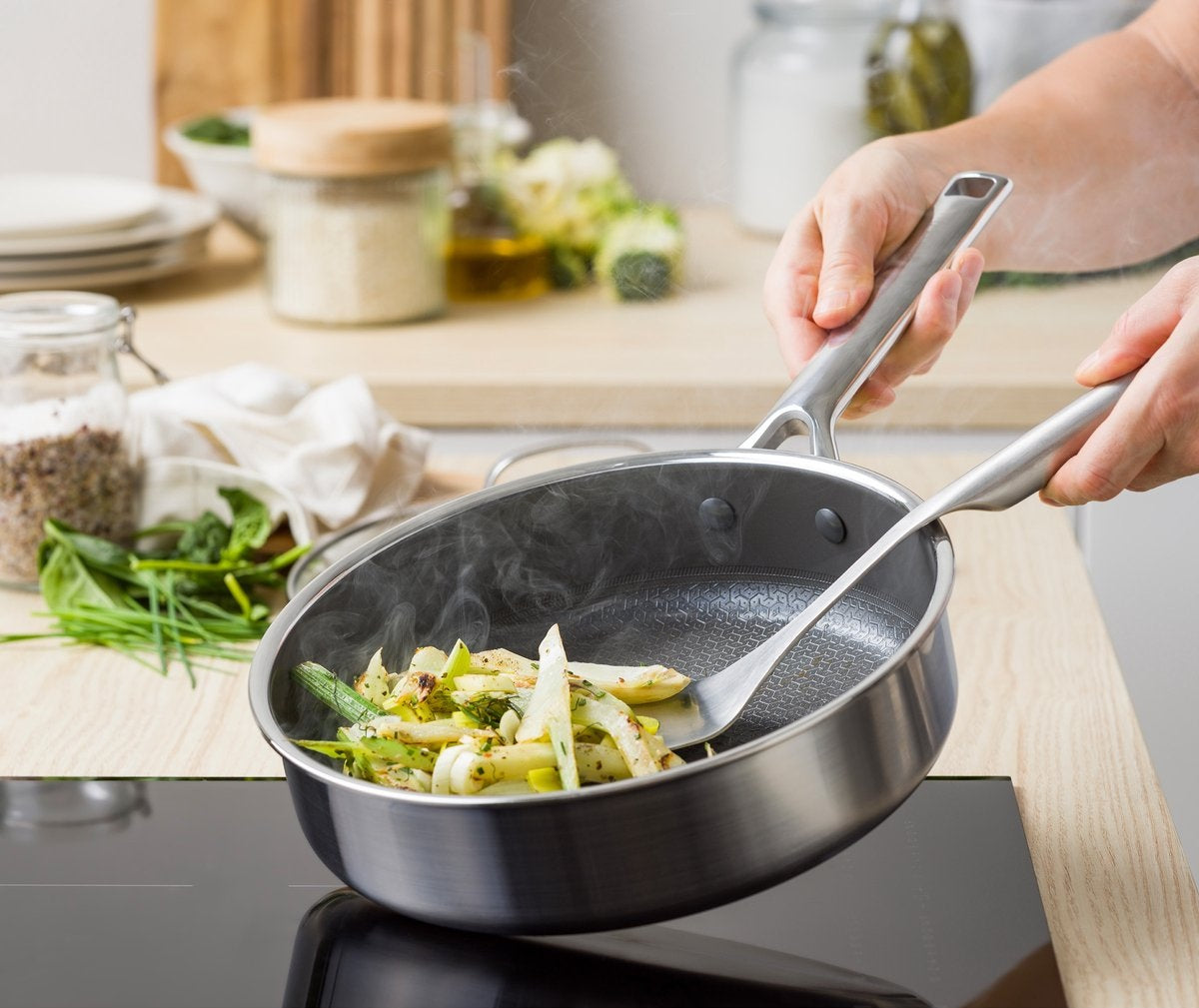 Тиган със стъклен капак Green Pan Apex D 24 cm PFAS free покритие Thermolon с диамантени кристали