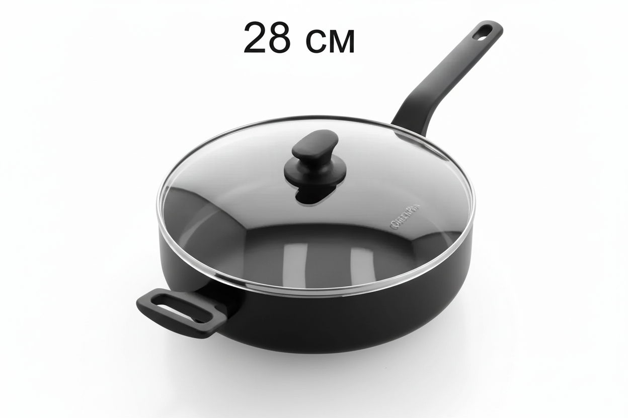 Дълбок тиган Essence Green Pan с безвредно керамично покритие с диамантени кристали, 24 и 28 см