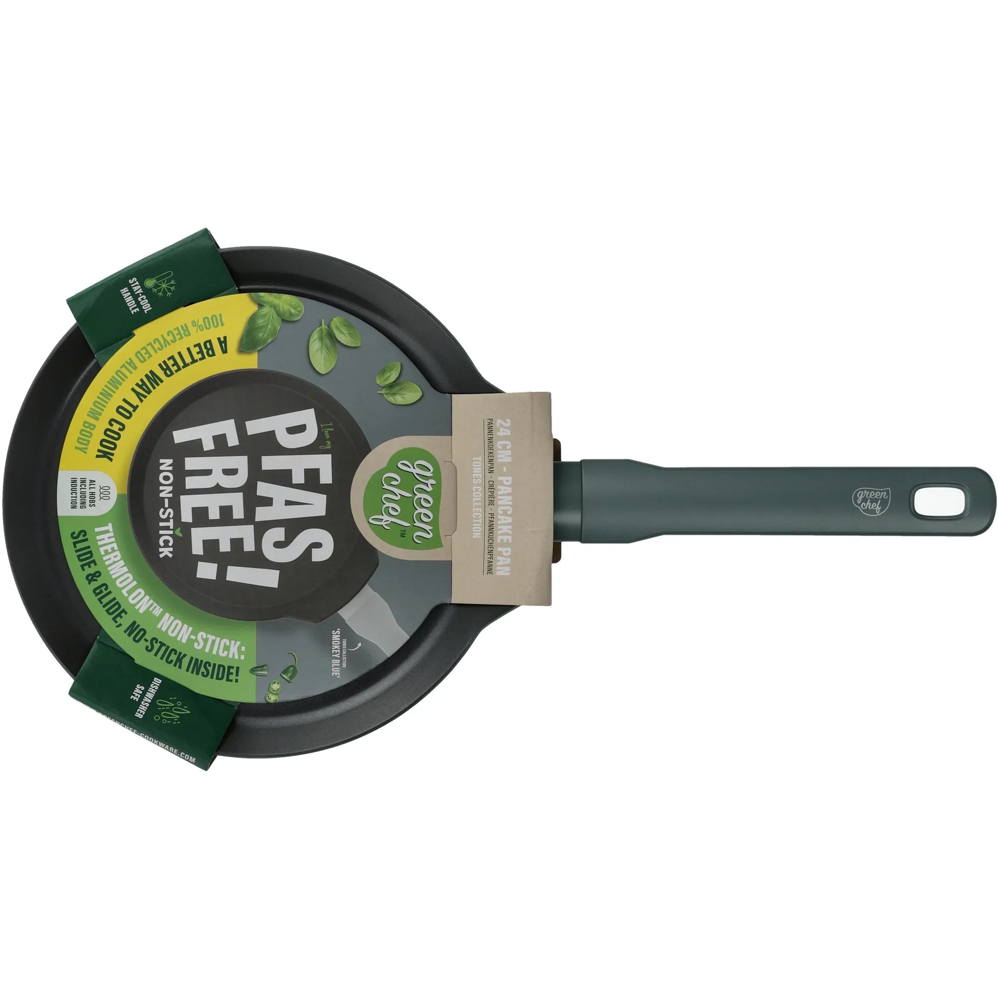 Тиган за палачинки Green Pan Smokey blue D 24 cm керамично покритие с диамантени кристали, индукция