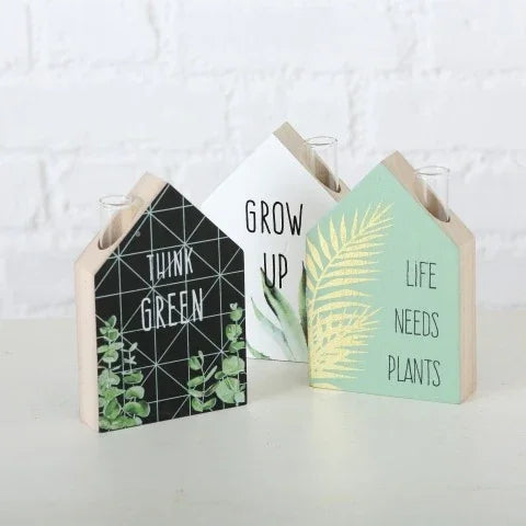 Ваза Think Green  дърво и стъкло